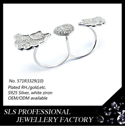 Top Selling 925 silver jewelry Double Fingers Ring Turkish Silver Ring
