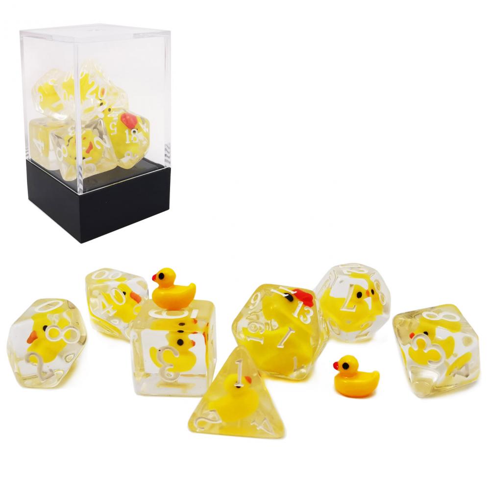 Bescon Dés à 20 Faces Canard Jaune - Set De 5 Dés D20 Transparents Avec Canard - Idéal Jeux De Rôle