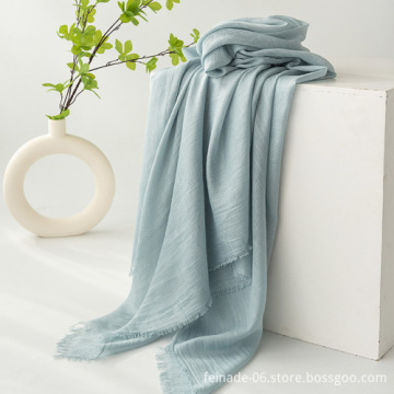 Autumn Solid Color Cotton and Linen Scarf Sunscreen Shawl