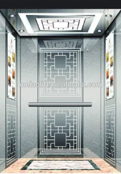 VVVF drive, mirror etched car wall, small machine room passenger elevator