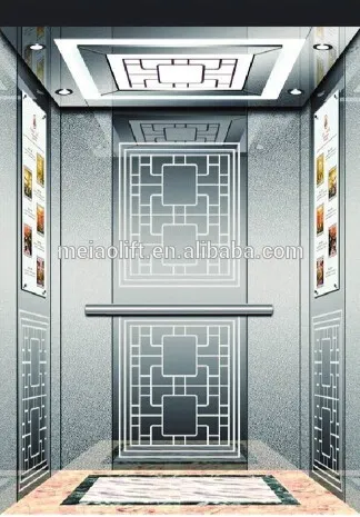 VVVF drive, mirror etched car wall, small machine room passenger elevator