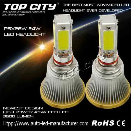 High power COB chip led headlight bulb,24W 2400LM headlight bulb led,PSX26W led headlight for car