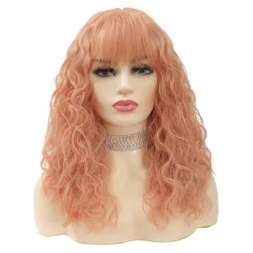 X-TRESS Orange Colored Synthetic Hair Wig With Bands Long Curly Machine Made Wigs For Women Heat Resistant Hair Cosplay Wigs