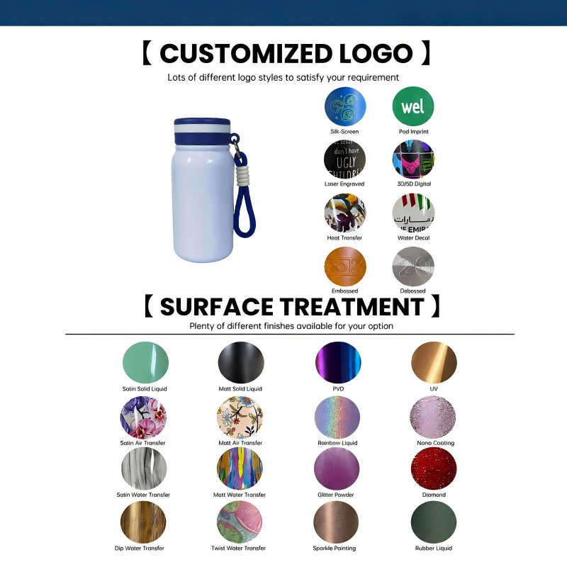 400ml customized insulated kids water bottle with strap