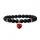 8MM Black Matte Onyx Round Beads With 15MM Gemstone Heart Charm Pendant Bracelet Crystal Beads Stretch Bracelet for Women Men