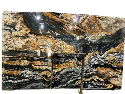 Brazilian Exotic Taurus Spectrus Black Granite Slab
