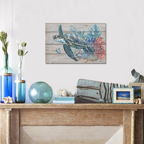 Picture Print Framed Panel Sea Turtle Bathroom Wall Decor Manufactory