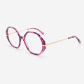 Hexagon Acetate And Metal Combined Women's Optical Frames 23A3168