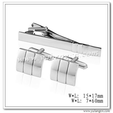 High Polished Metal Cuff Link and Tie Clip Sets