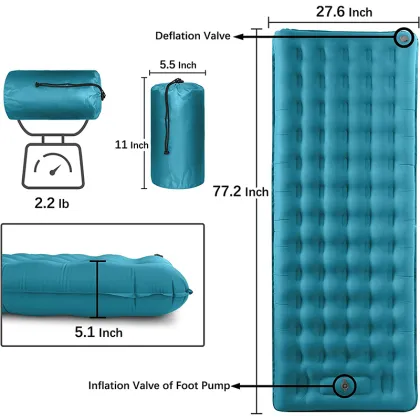 Ultralight Waterproof 40D Nylon Foam Sleeping Pad for Camping Family