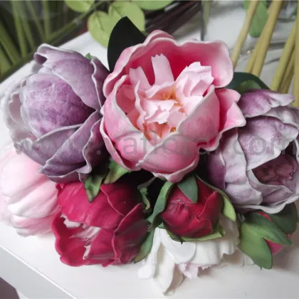 Wholesale artificial real touch peony silk flower wedding peony bouquet