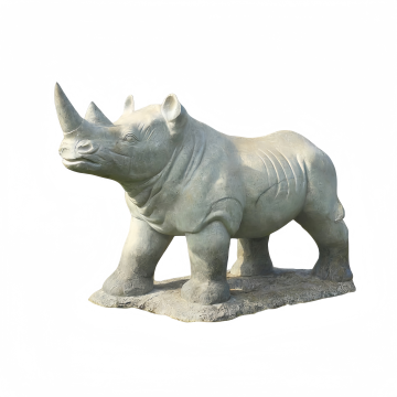 Handcrafted Stone Rhino Statue with Textured Detail