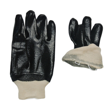 Гладкая отделка хлопчатобумажный вязаный запястье черный PVC перчатка