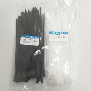 Black and White 200mm Nylon Cable Ties - 5X200 PA6 Self-Locking Plastic Ties
