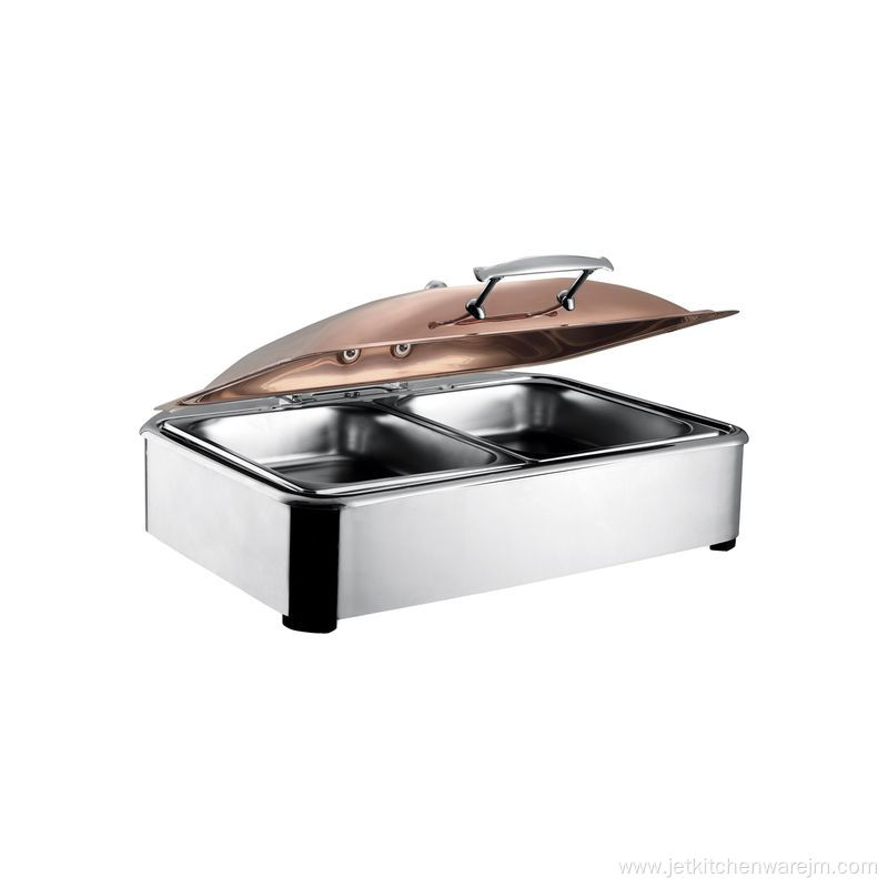 Rectangular Rose Golden Stainless Steel Chafing Dish Set