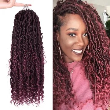 Crochet hair with Curly Ends River Locs New Boho Goddess Locs Crochet Hair 18 inch Hippie Faux Locs Wavy Crochet Curly Hair