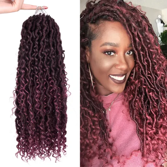 Crochet hair with Curly Ends River Locs New Boho Goddess Locs Crochet Hair 18 inch Hippie Faux Locs Wavy Crochet Curly Hair