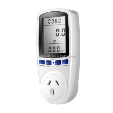 AU Plug Power Energy Meter: Wattage, Voltage, Current, Frequency Monitor with Power Factor LCD Display - 240V