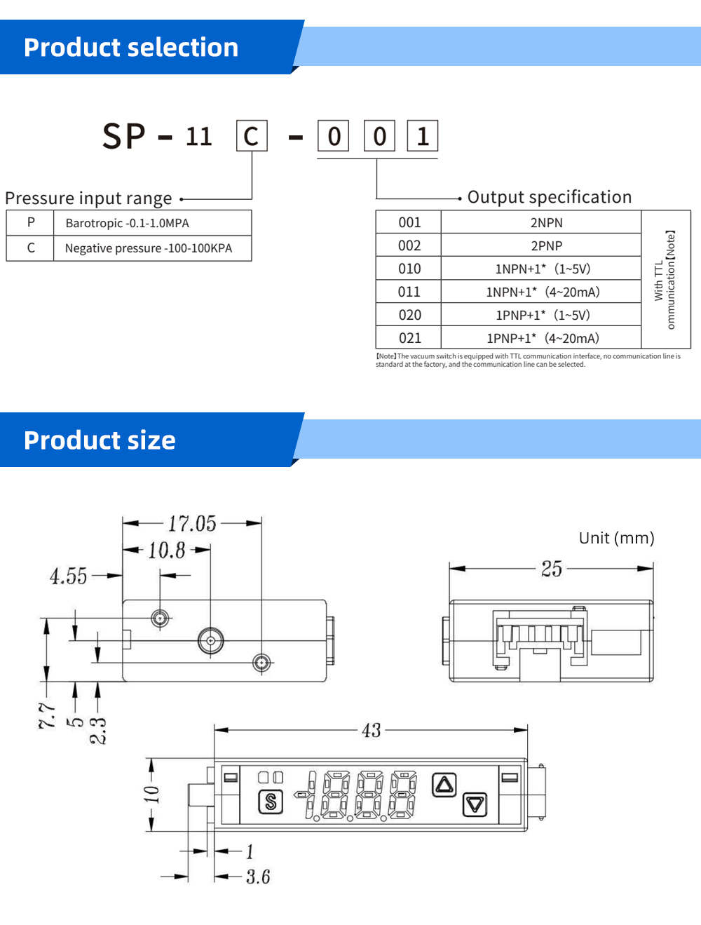 10mm Digital Pressure Switch