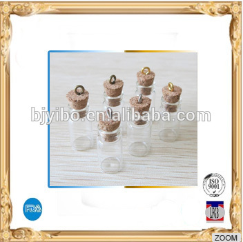 Free Shipping - 500/lot 1ML Mini Charm Glass Bottle Pendant,Small Glass Bottle With Eye Hook, Small Cork Glass Vial