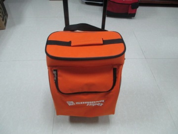 2014 Hot Popular Portable Unisex Orange 600D Oxford Cloth Travel Leather Bag With Draw Bar