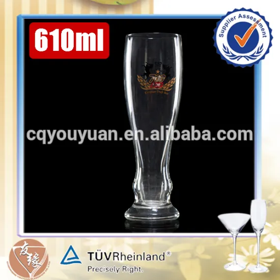 High garde handblown wholesale super flint glass 21.5oz beer drinking glasses