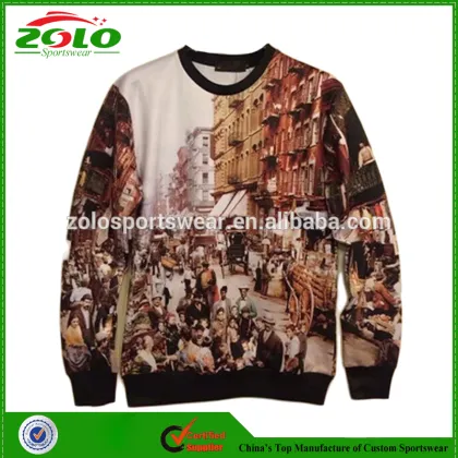 Unique design custom fully dey sublimation printing american style sweatshirts