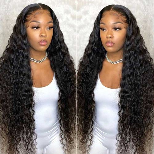 WIG Frontal Wave Deep Wave شفاف 13x4 13x6 HD توری خط کلاه گیس موهای انسانی برای زنان 40 اینچ کلاه گیس توری موهای انسانی فرفری