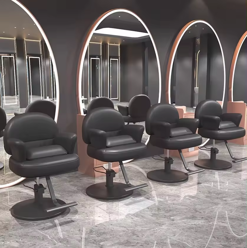 Sedia da barbiere grigio mobili per salone multipla