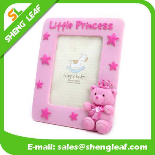 high quality cheap pvc girls' picture frame rubber pink bear love photo frame                        
                                                Quality Choice