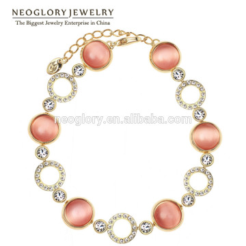 Neoglory Austria Rhinestone Gold Plated Opal Chain Beads Bangles & Bracelets For Women Brand Jewelry 2016 New Trendy