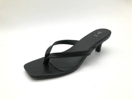 Ladies square toe low heel sandal