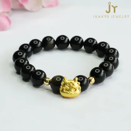 Dragon Shape Healing Crystal Beads Bracelets: Precious Stones, Gemstones, and Obsidian Jewelry