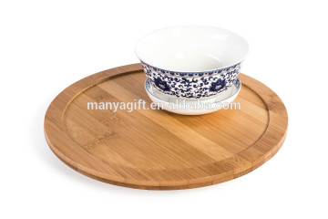 Bamboo Lazy Susan Turntable with Rim, 10" Diameter