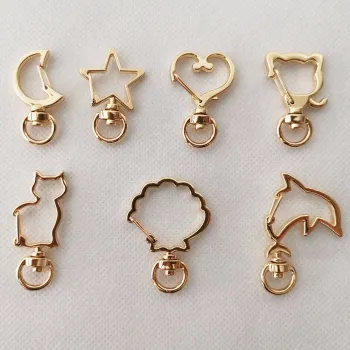 Korean Fashion Lock Hardware Accessories: Light Gold Key Chain Clasp with Animal Shaped Dog Rope Alloy Swivel Clamp