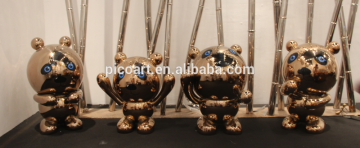 Customized stainless steel mordern sculpture polished handmade animal panda arts for decorating