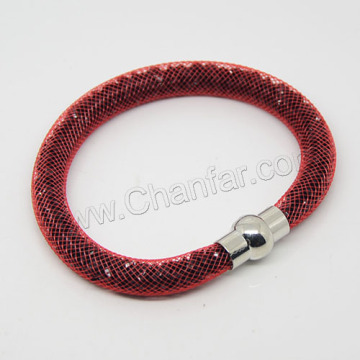 Fashion design filled resin crystal beads mesh bracelet jewelry wholesale