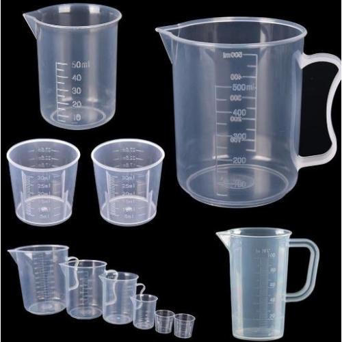 Tazas de medición de plástico Miding Beaker con mango 50 ml