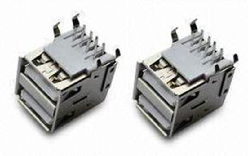 USB A Type Receptacle Triple Stack Angle DIP13.14mm