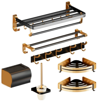 Hot Selling Gold Bathroom Accessories Set - Wall Mounted Bathroom Shelf