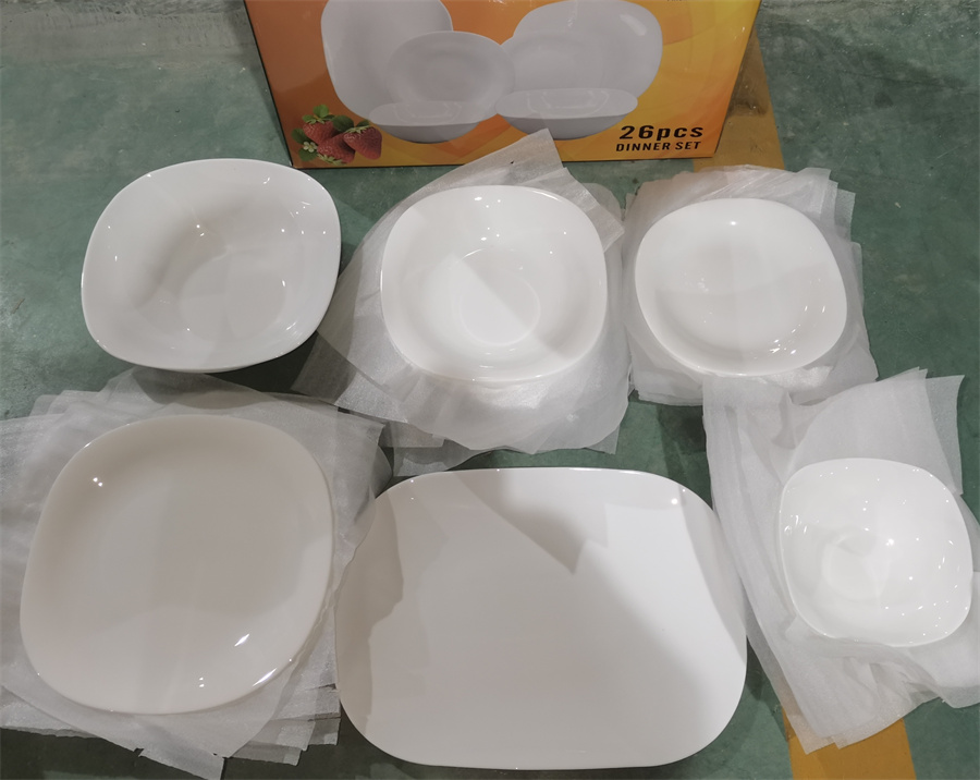 Heat Resistant Opal Glass Dinnerware 26pcs Dinner Plates