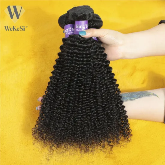 Mongolian 20 Inch 4C Afro Kinky Curly Virgin Human Hair Weave With Silk Base Full Lace Closure For Black Women