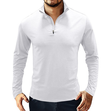2024 Autumn Winter Men's Long Sleeved Pullover Zipper Polo Shirt
