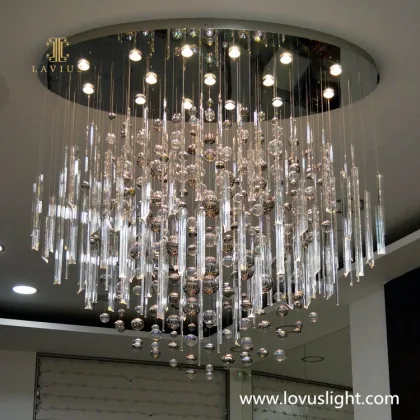 Light luxury custom villa chandeliers Villa living room bedroom kitchen modern custom chandeliers Yellow and silver chandeliers