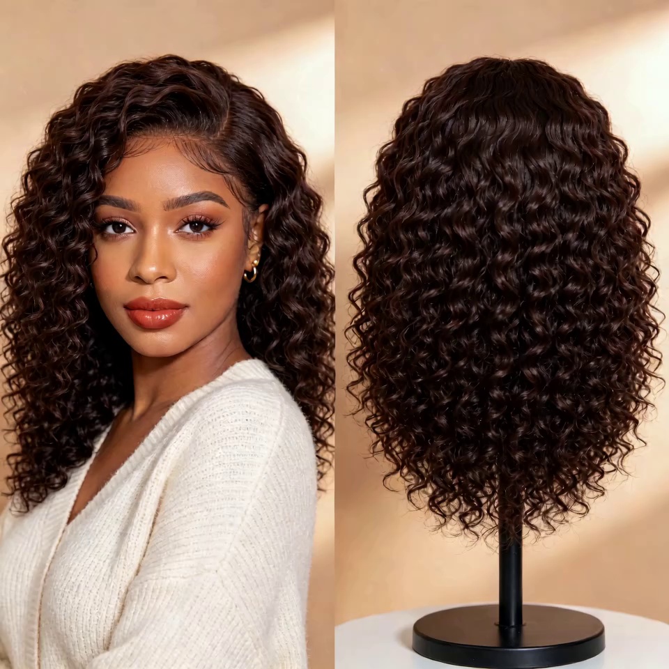 14 Inch 13x4 HD Lace Frontal Kinky Curls 180% Density 4 Human Hair Glueless Wig