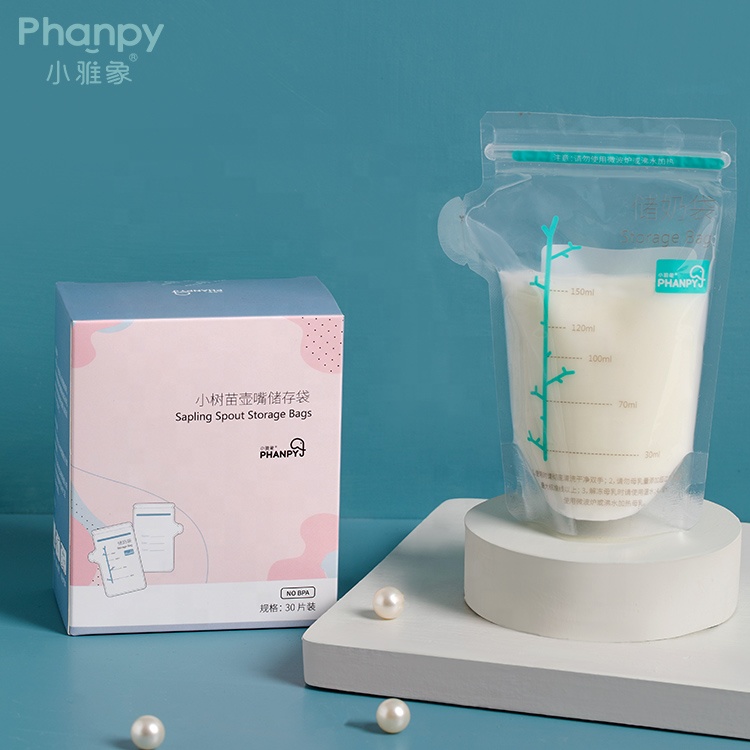 Sapling Pattern Sterilized Breast Milk Bag Self-standing