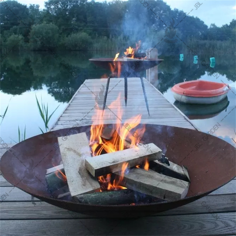 Rust Corten Steel Fire Bowl With Stand