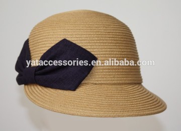 China factory girl's summer paper braid straw hats caps with lovely bow decoration
