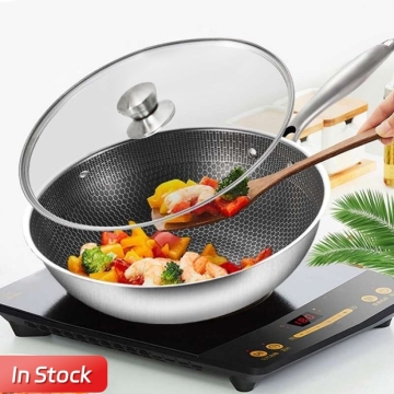 Wholesale Honeycomb Nonstick Fry Pan with Lid for Induction Cooker