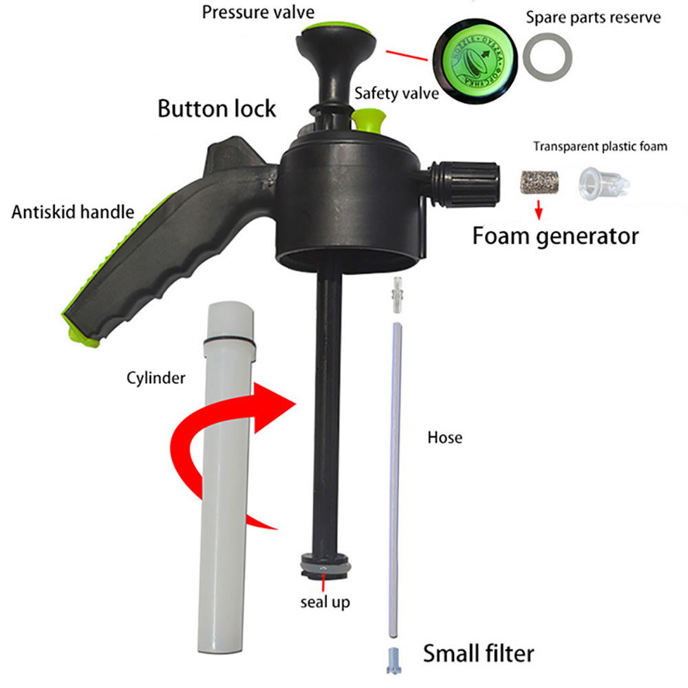 2 L spruzzatore di schiuma per pompa a mano a mano a pressione portatile giardino spruzzo in plastica bottiglia in schiuma neve in schiuma